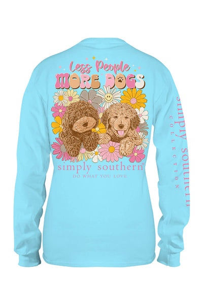 Simply Southern Youth Long Sleeve More Dogs T-Shirt for Girls in Pool