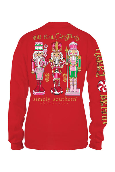 Simply Southern Plus Size Long Sleeve Nutcracker T-Shirt for Women in Red