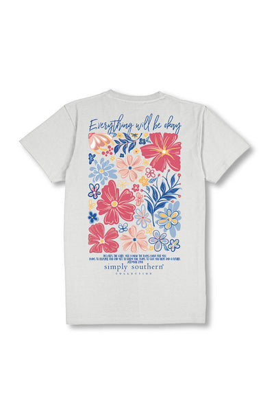 Simply Southern Youth Everything Will Be Okay T-Shirt for Girls in Beige