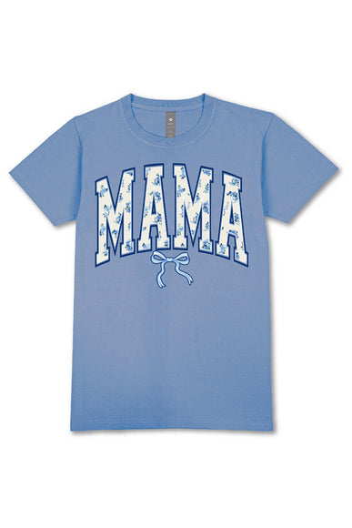 Simply Southern Plus Size Shirt Floral Mama T-Shirt for Women in Blue