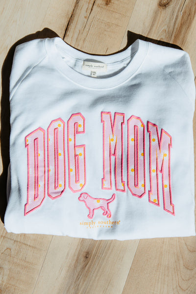 Simply Southern Plus Size Dog Mom Crewneck for Women in White