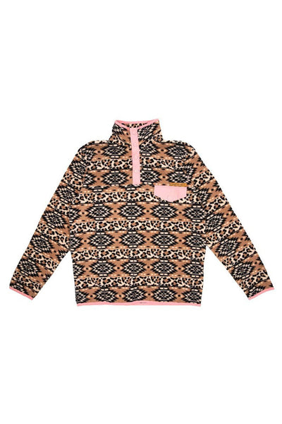 Womens Simply Southern Quarter Snap Fleece Pullover for Women in Brown/Black