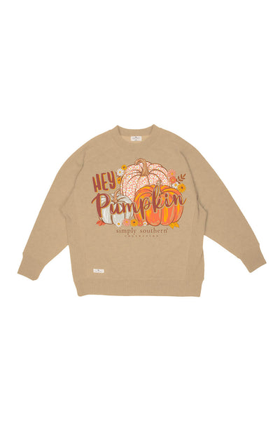 Simply Southern Plus Size Hey Pumpkin Sweatshirt for Women in Olive