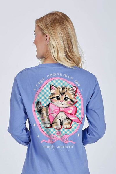 Simply Southern Rage Consumes Me Long Sleeve T-Shirt for Women in Blue