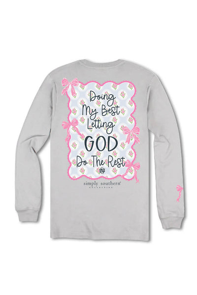 Simply Southern Plus Size Doing My Best Long Sleeve T-Shirt for Women in Sport Gray