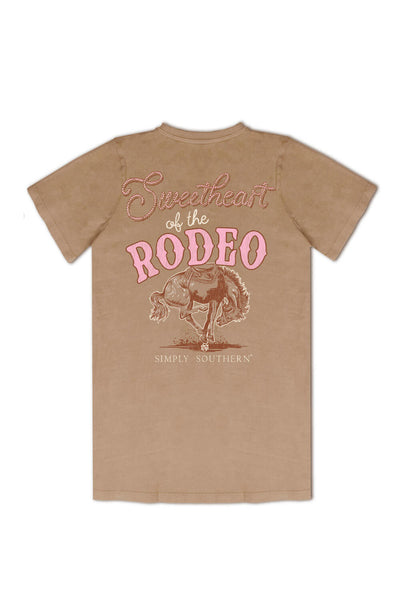 Simply Southern Plus Size Sweetheart Of The Rodeo T-Shirt for Women in Washed Brown