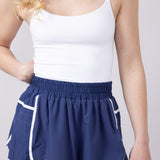 Womens Simply Southern Side Pleated Shorts for Women in Cobalt Blue