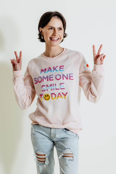 Simply Southern Smile Today Sweatshirt for Women in Pink