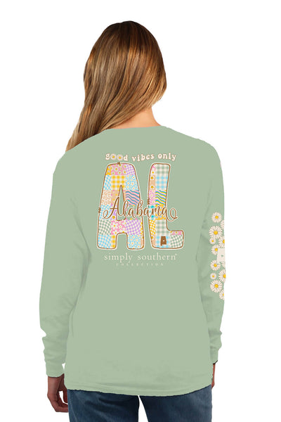 Simply Southern Long Sleeve Alabama T-Shirt for Women in Sage