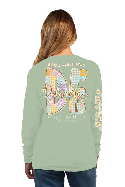 Simply Southern Long Sleeve Delaware T-Shirt for Women in Sage