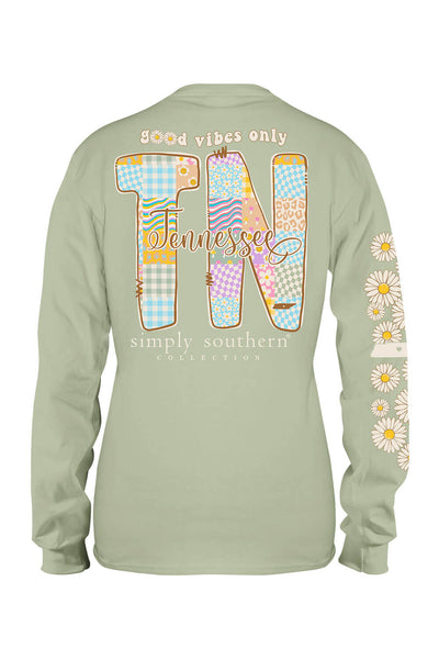 Simply Southern Youth Long Sleeve Tennessee T-Shirt for Girls in Sage