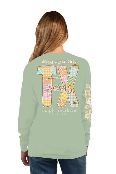 Simply Southern Long Sleeve Texas T-Shirt for Women in Sage