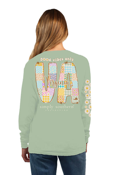 Simply Southern Long Sleeve Virginia T-Shirt for Women in Sage