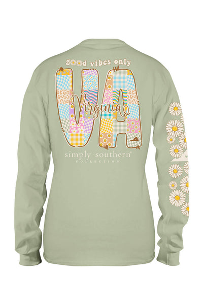 Simply Southern Plus Size Long Sleeve Virginia T-Shirt for Women in Sage