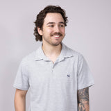 Mens Simply Southern Stripe Polo for Men in Grey