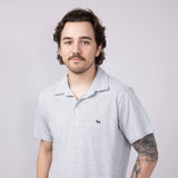 Mens Simply Southern Stripe Polo for Men in Grey
