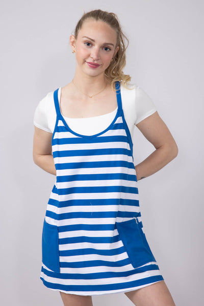 Womens Simply Southern Striped Tara Romper Dress for Women in Royal Blue