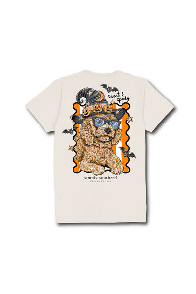 Simply Southern Youth Sweet & Spooky T-Shirt for Girls in Whisper White