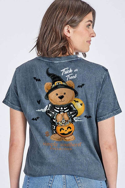 Simply Southern Trick Or Treat T-Shirt for Women in Grey