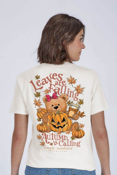 Simply Southern Leaves Are Falling Autumn Is Calling T-Shirt for Women in Linen