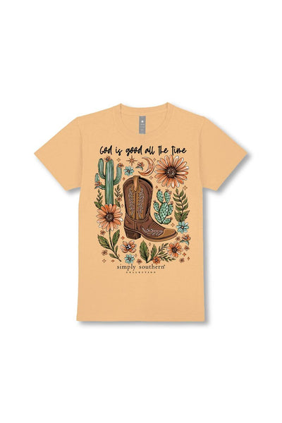 Simply Southern God Is Good T-Shirt for Girls in Bisque Cream