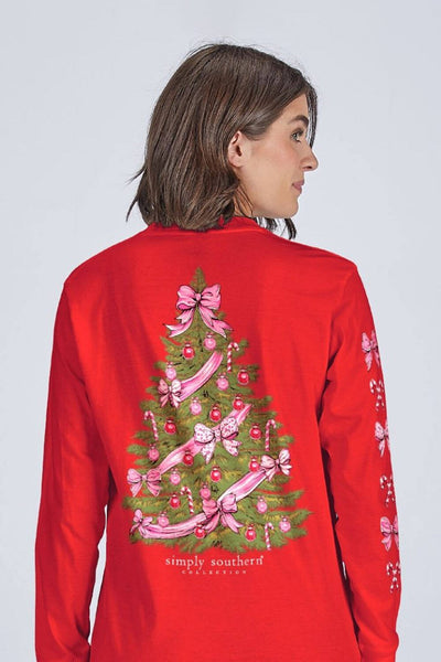 Simply Southern Tree Long Sleeve T-Shirt for Women in Red