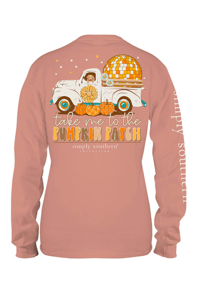 Simply Southern Plus Size Womens Long Sleeve Pumkin Patch T-Shirt for Women in Cafe