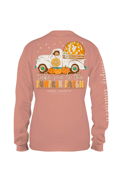 Girls Simply Southern Youth Long Sleeve Pumpkin Patch T-Shirt for Girls in Cafe