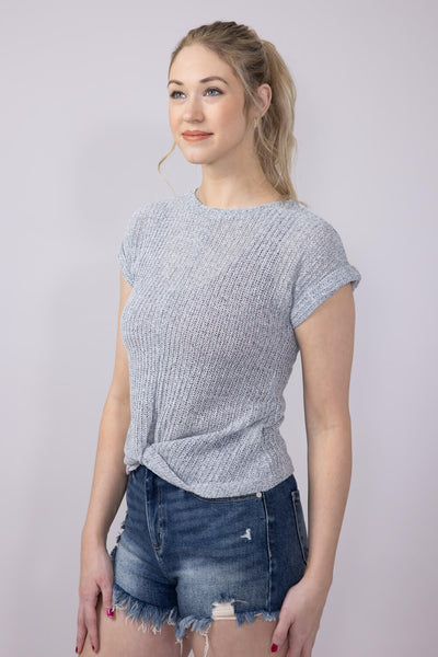Simply Southern Women's Tops Twist Hem Top for Women in Heather Grey