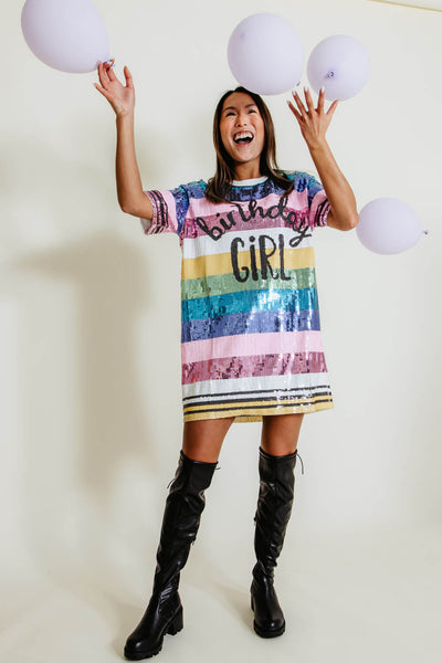 Simply Southern Birthday Girl Sequin Dress for Women in Multi