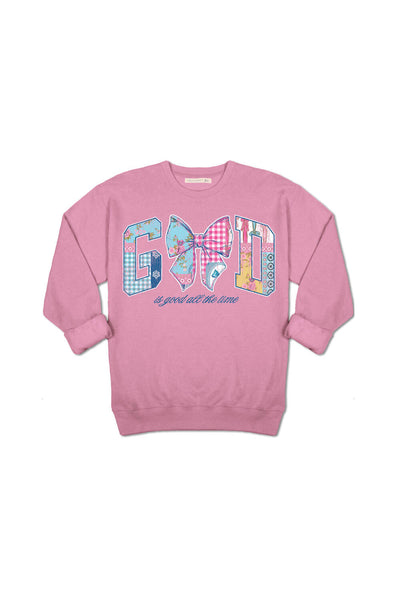 Simply Southern Youth God Crewneck for Girls in Pink