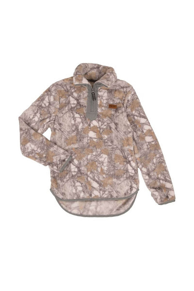 Simply Southern Youth ¼ Zip Fleece Pullover for Girls in White Camo