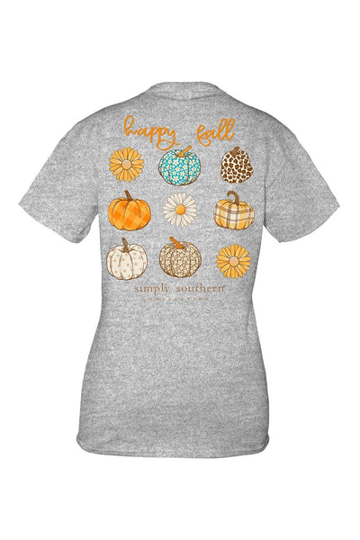 Simply Southern Womens Shirts Hey Fall Pumpkin T-Shirt for Women in Heather Grey
