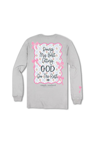 Simply Southern Youth Doing My Best Long Sleeve T-Shirt for Girls in Sport Gray