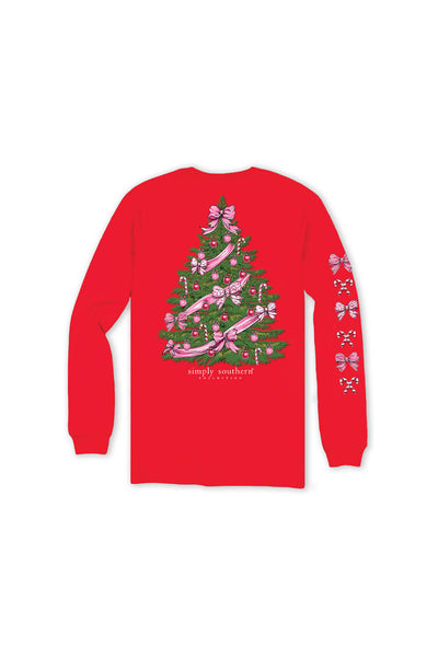 Simply Southern Youth Tree Long Sleeve T-Shirt for Girls in Red
