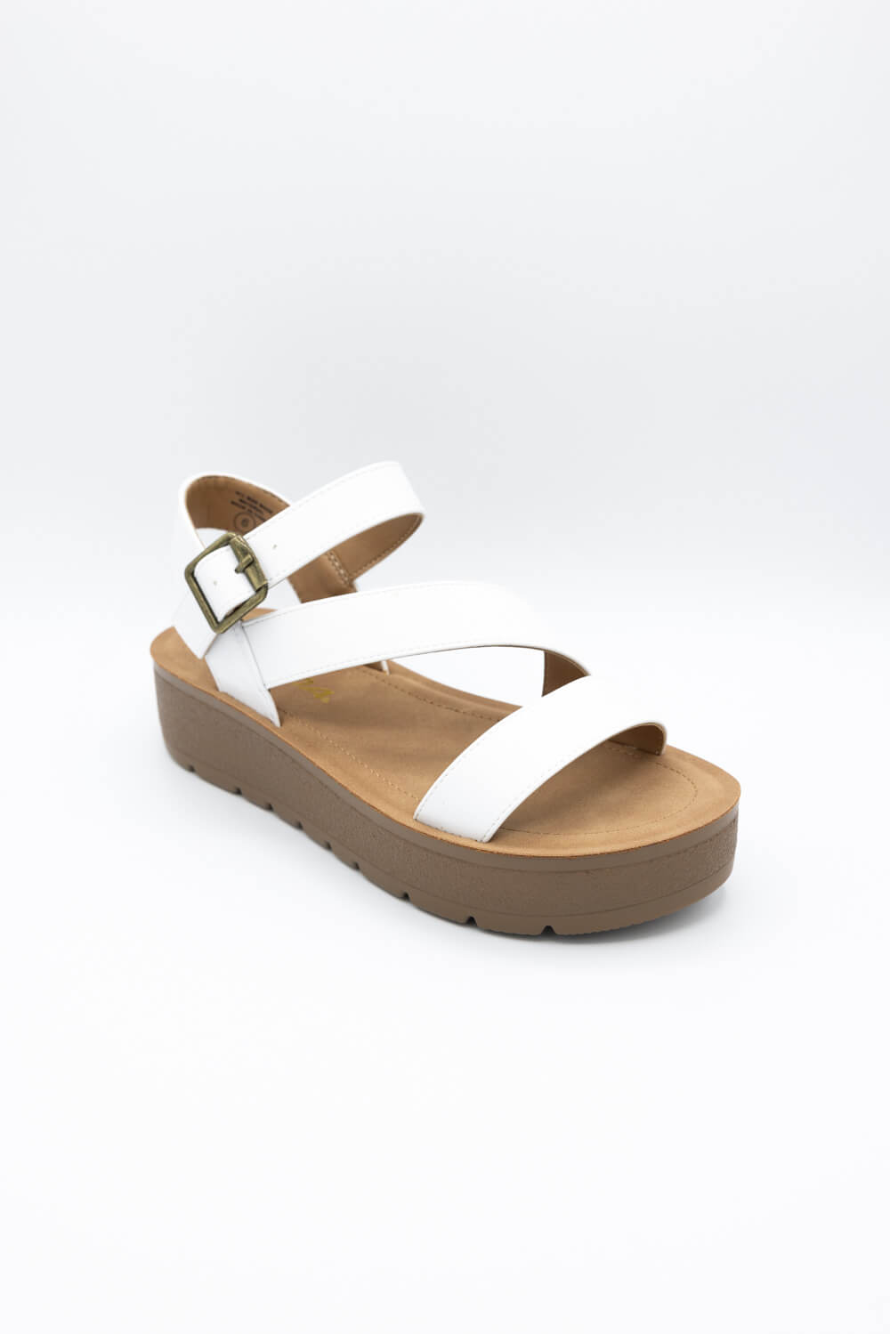 Soda Edoly Asymmetrical Platform Sandals for Women in White
