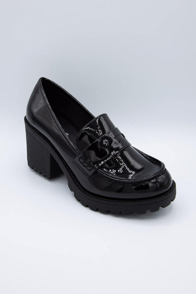Soda Shoes Kinder Heel Loafer for Women in Black