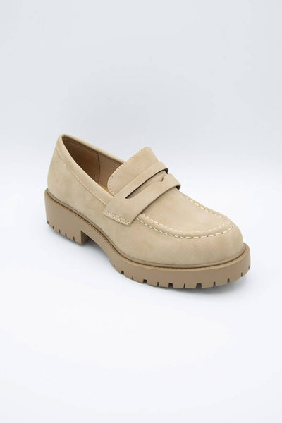 Soda Shoes Hender Lug Loafers for Women in Beige