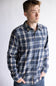 Plaid Flannel Shirt for Men in Washed Denim