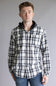 Hooded Plaid Flannel for Men in Ivory Black