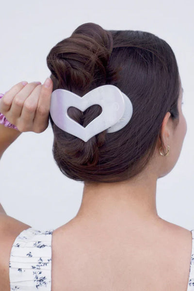Teleties Medium Heart Flat Clip in Mother of Pearl