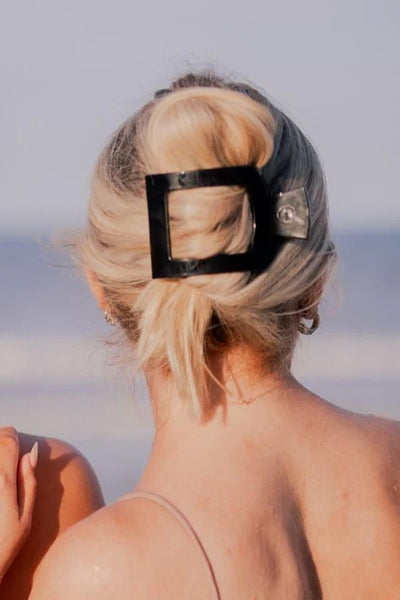 Teleties Large Flat Square Hair Clip in Black