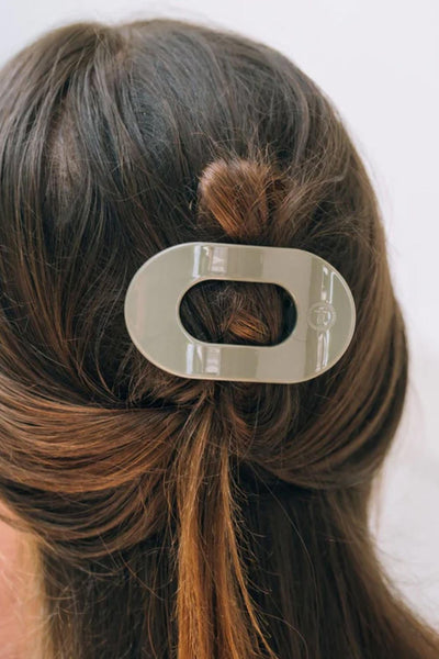 Teleties Small Flat Round Hair Clip in Sage Green