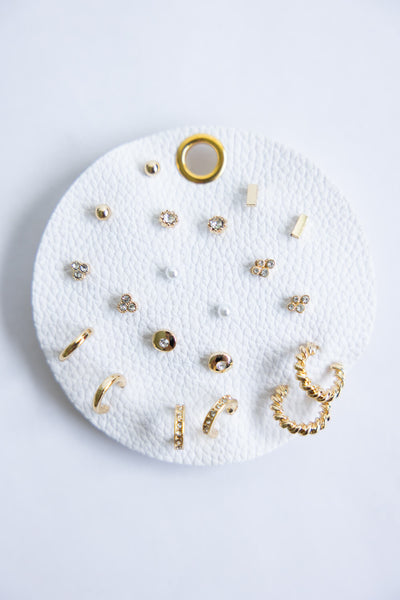 Ten Pair Hoops & Studs Earrings Set for Women in Gold