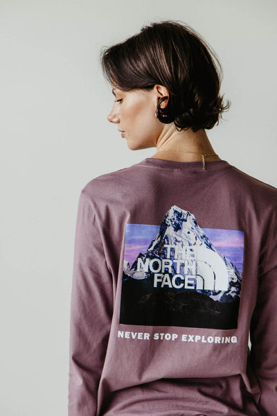 The North Face Box NSE Long Sleeve T-Shirt for Women in Purple