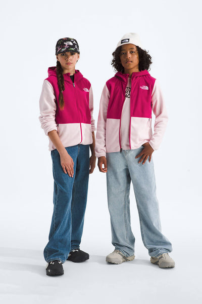 North Face Youth Glacier Full Zip Hoodie in Pale Blossom
