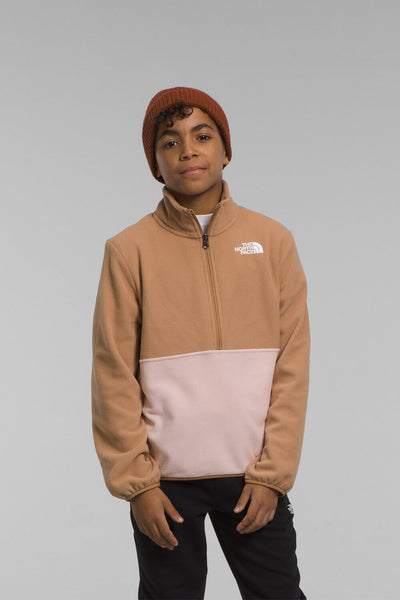 The North Face Teen Glacier 1/4 Zip Pullover for Boys in Almond Butter