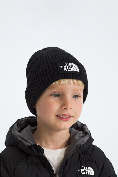 The North Face Youth Logo Cuffed Beanie in Black