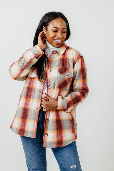 Thread & Supply Chandler Shacket for Women in Multi Red