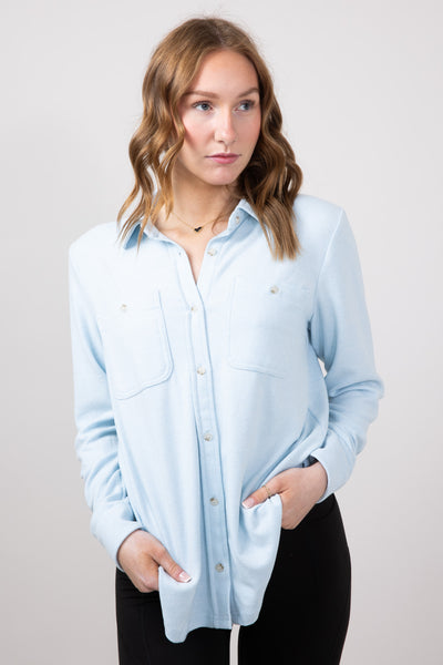 トップス PROVINCE EYELET BUTTON TEE (WHITE) AE Cropped Eyelet Button-Up Shirt